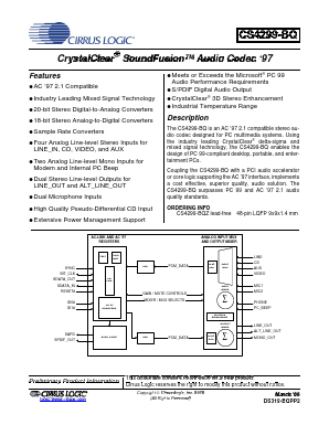 CS4299-BQ Datasheet PDF Cirrus Logic