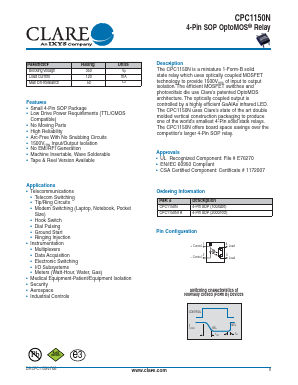 CPC1150NTR Datasheet PDF Clare Inc  => IXYS