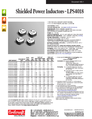LPS4018-102NR Datasheet PDF Coilcraft Inc