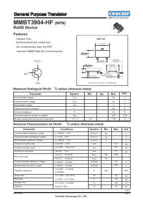 MMBT3904-HF Datasheet PDF ComChip