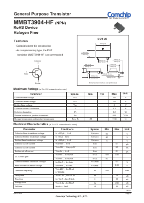 MMBT3904-HF Datasheet PDF ComChip