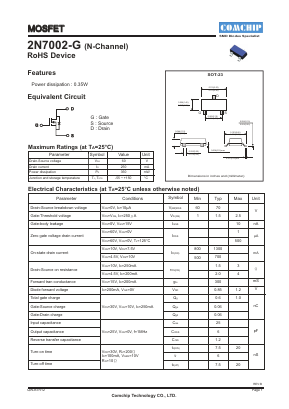 2N7002-G Datasheet PDF ComChip