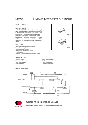 NE556 Datasheet PDF Contek Microelectronics