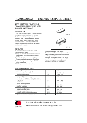 TEA1062 Datasheet PDF Contek Microelectronics