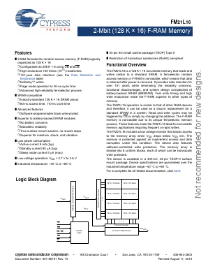 FM21L16-60-TGTR Datasheet PDF Cypress Semiconductor