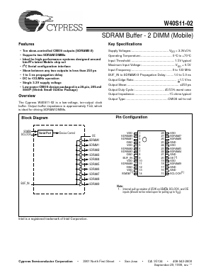 W40S11-02X Datasheet PDF Cypress Semiconductor