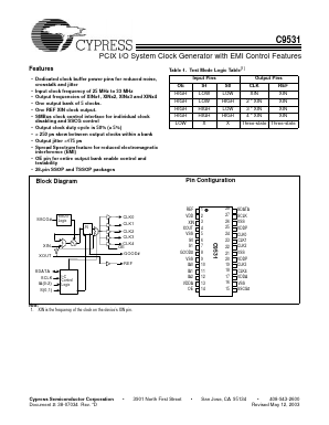 C9531 Datasheet PDF Cypress Semiconductor