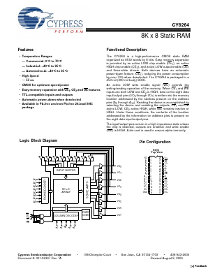 CY6264-70SNXA Datasheet PDF Cypress Semiconductor