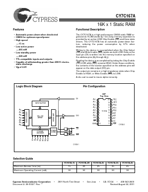 CY7C167A-35 Datasheet PDF Cypress Semiconductor