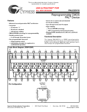 PALC22V10 Datasheet PDF Cypress Semiconductor