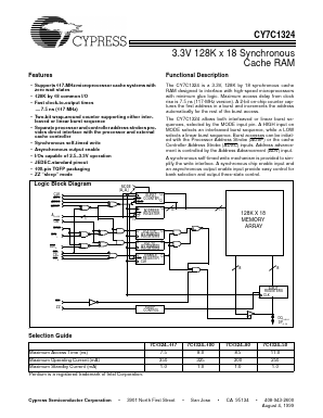 CY7C1324-117AC Datasheet PDF Cypress Semiconductor