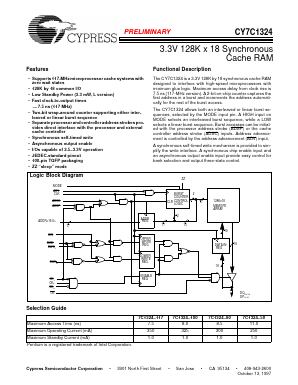 CY7C1324-117AC Datasheet PDF Cypress Semiconductor