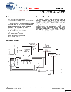 CY14B101L-SP45XCT Datasheet PDF Cypress Semiconductor