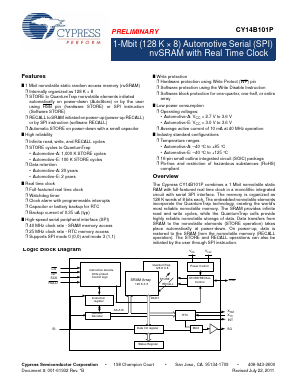 CY14B101P-SFXA Datasheet PDF Cypress Semiconductor