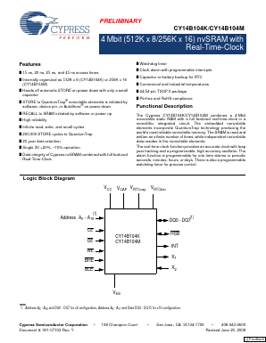 CY14B104K-ZSP20XI Datasheet PDF Cypress Semiconductor