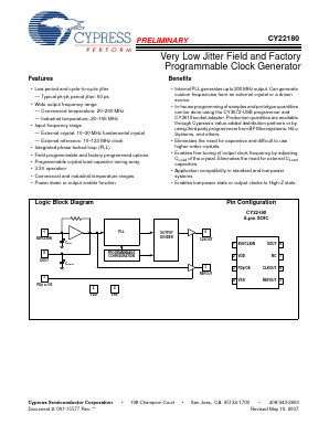 CY22180SXI-XXX Datasheet PDF Cypress Semiconductor
