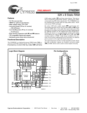 CY62256V-70 Datasheet PDF Cypress Semiconductor