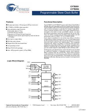 CY7B992-7JCT Datasheet PDF Cypress Semiconductor