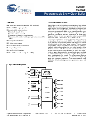 CY7B991-2JCT Datasheet PDF Cypress Semiconductor