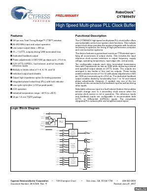 CY7B9945V-5AXC Datasheet PDF Cypress Semiconductor