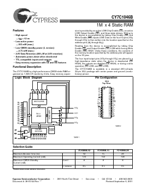 CY7C1046BL-20VC Datasheet PDF Cypress Semiconductor