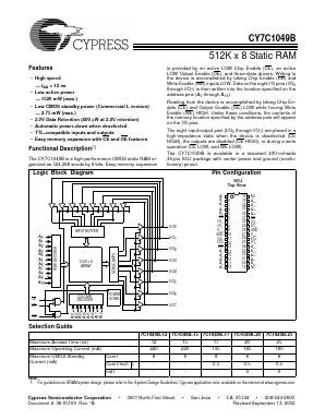 CY7C1049B-15 Datasheet PDF Cypress Semiconductor