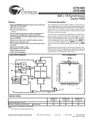 CY7C1032-10JC Datasheet PDF Cypress Semiconductor