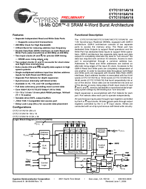 CY7C1315AV18-200BZC Datasheet PDF Cypress Semiconductor
