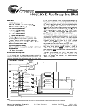 CY7C1338F Datasheet PDF Cypress Semiconductor