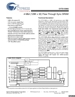 CY7C1338G-100AXC Datasheet PDF Cypress Semiconductor