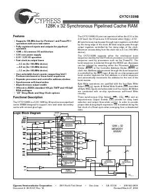 CY7C1339B-133 Datasheet PDF Cypress Semiconductor