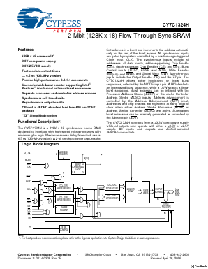 CY7C1324H-133AXC Datasheet PDF Cypress Semiconductor