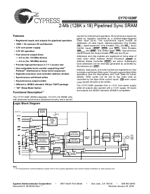 CY7C1326F Datasheet PDF Cypress Semiconductor