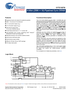 CY7C1327G-166AXC Datasheet PDF Cypress Semiconductor