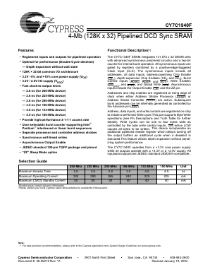CY7C1340F Datasheet PDF Cypress Semiconductor