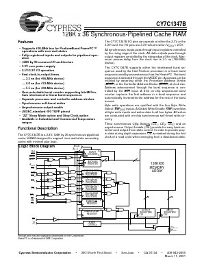 CY7C1347B-133BGC Datasheet PDF Cypress Semiconductor