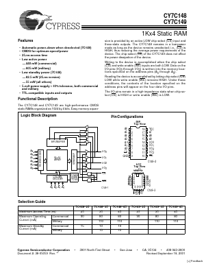 CY7C149-25PC Datasheet PDF Cypress Semiconductor