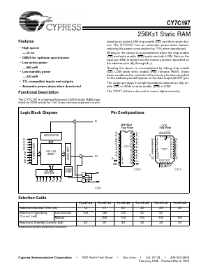 CY7C197-25VC Datasheet PDF Cypress Semiconductor