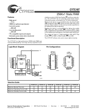 CY7C197-15PC Datasheet PDF Cypress Semiconductor