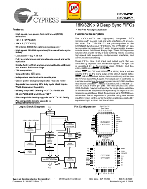 CY7C4261-25JI Datasheet PDF Cypress Semiconductor