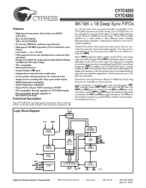 CY7C4255-25ASC Datasheet PDF Cypress Semiconductor