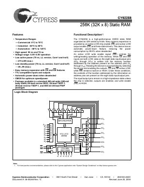 CY62256L Datasheet PDF Cypress Semiconductor