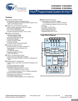 CY8C20334-12LQXI Datasheet PDF Cypress Semiconductor