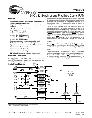 CY7C1329L-66AC Datasheet PDF Cypress Semiconductor