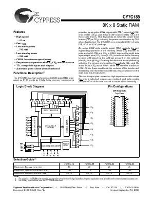 CY7C185-35 Datasheet PDF Cypress Semiconductor