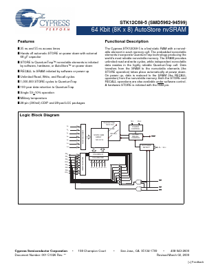 STK12C68-5 Datasheet PDF Cypress Semiconductor