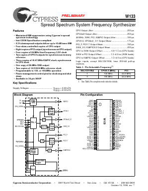 W133H Datasheet PDF Cypress Semiconductor