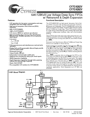 CY7C4292V-15ASC Datasheet PDF Cypress Semiconductor
