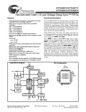 CY7C4261V-10JC Datasheet PDF Cypress Semiconductor