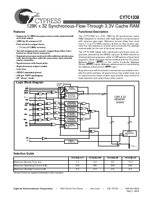 CY7C1338 Datasheet PDF Cypress Semiconductor